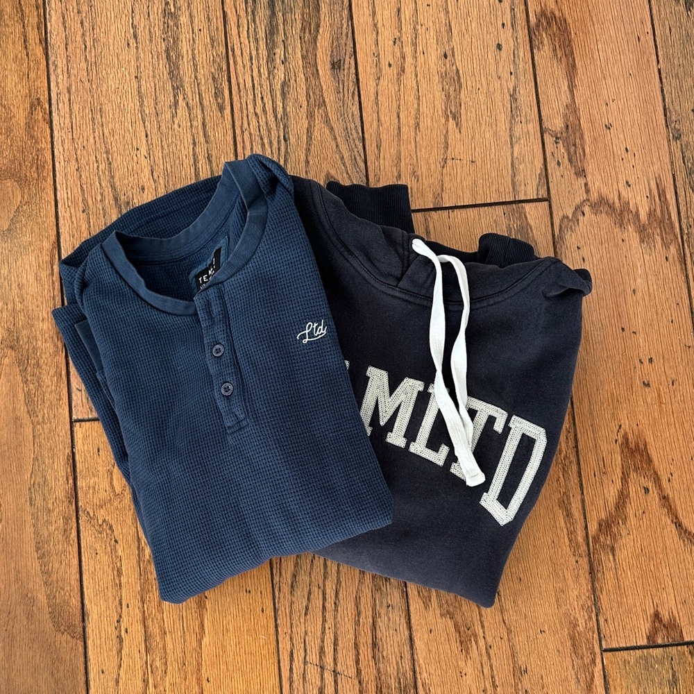 Navy Long-Sleeve Henley & Navy Hoodie Set